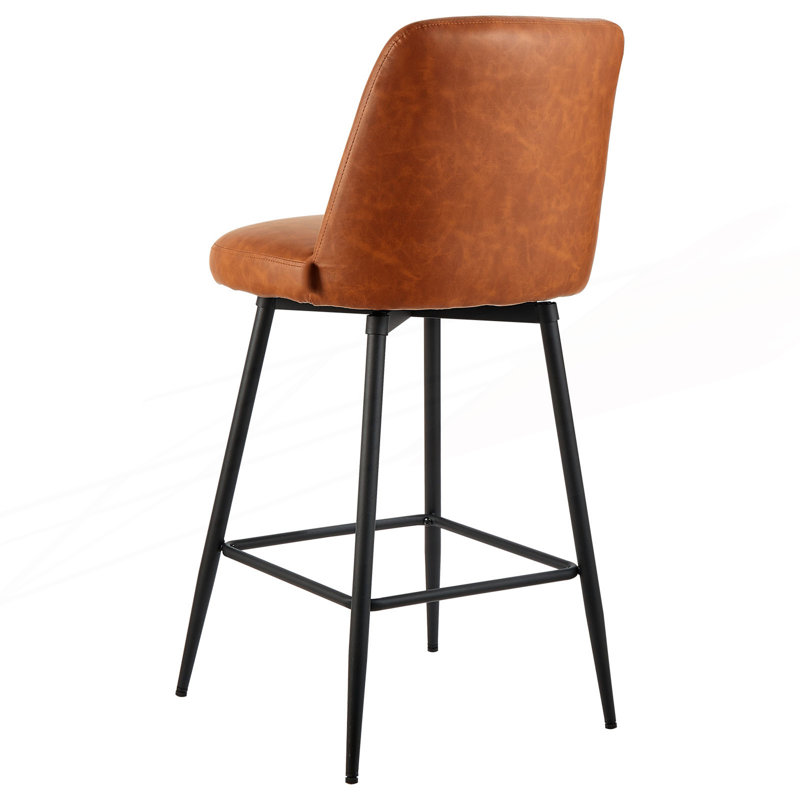 Swivel Upholstered Counter Stool with Iron Frame