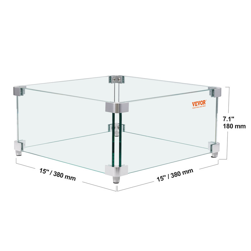 Pare-flammes (verre), H 7,10 po x l 15 po x P 15 po