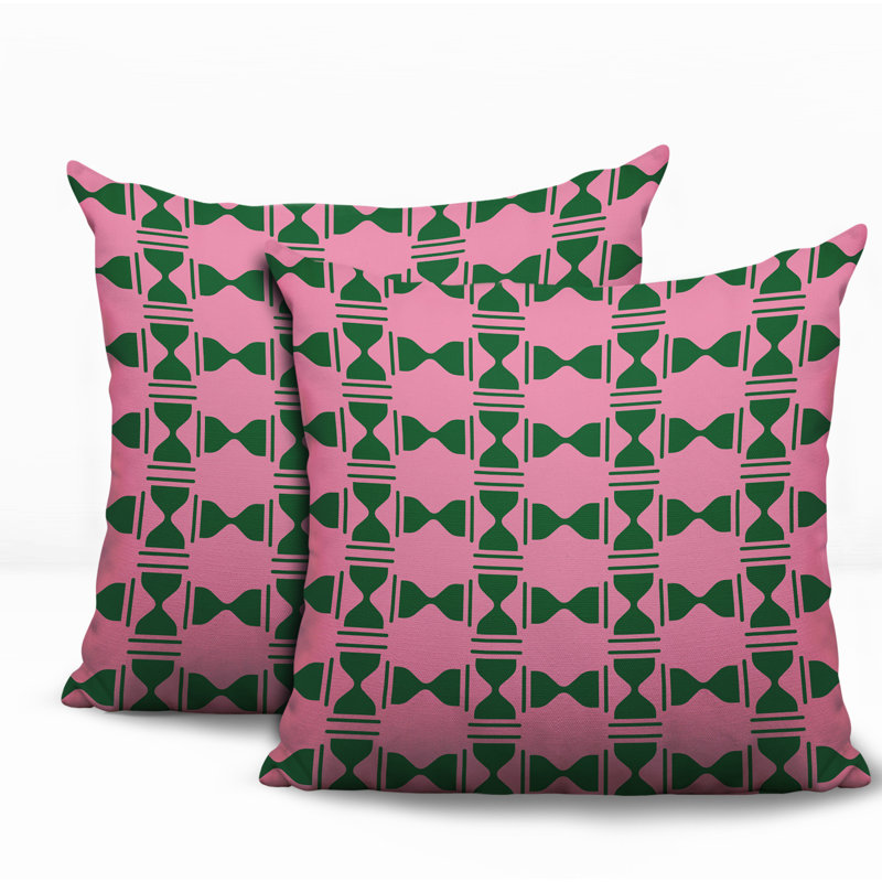 Oreiller réversible intérieur / extérieur Stan Geo, 16x16, Green/Pink
