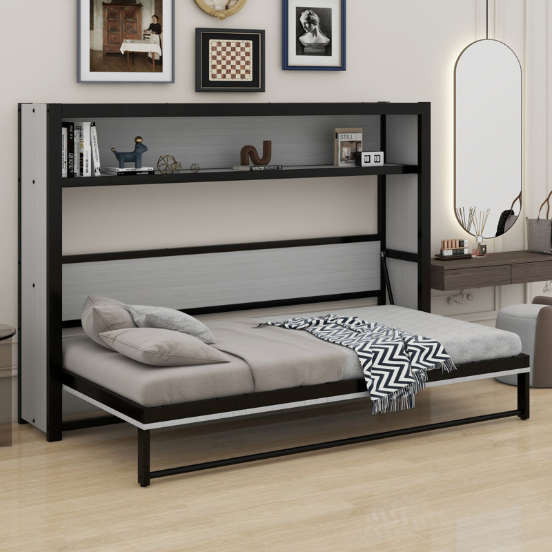 Lit escamotable avec tablettes Murphy, Gris