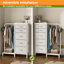 40cm W 5 - Drawer Chest of Drawers,Dresser with Hanging Rack,Extra Large Capacity Drawers with Huge Storage Space, Reversible Dresser for Bedroom with 5 Fabric Drawers & 2 Coat Racks Small Dressers with Clothes Racks,Lockers-324869833