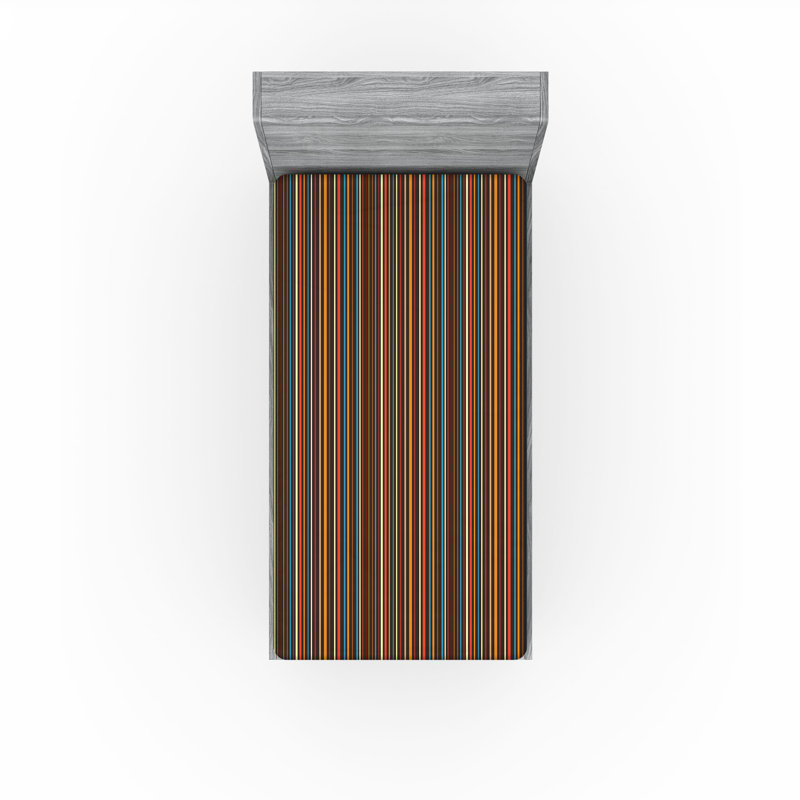 Ensemble de 2 draps-housses Ambesonne, Drap-housse de taille simple, Multicolore / rayé 1