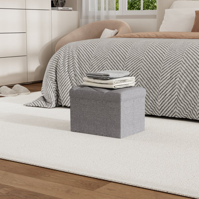 15" Foldable Fabric Storage Ottoman Bench, Versatile Seat With Hidden Storage Compartment