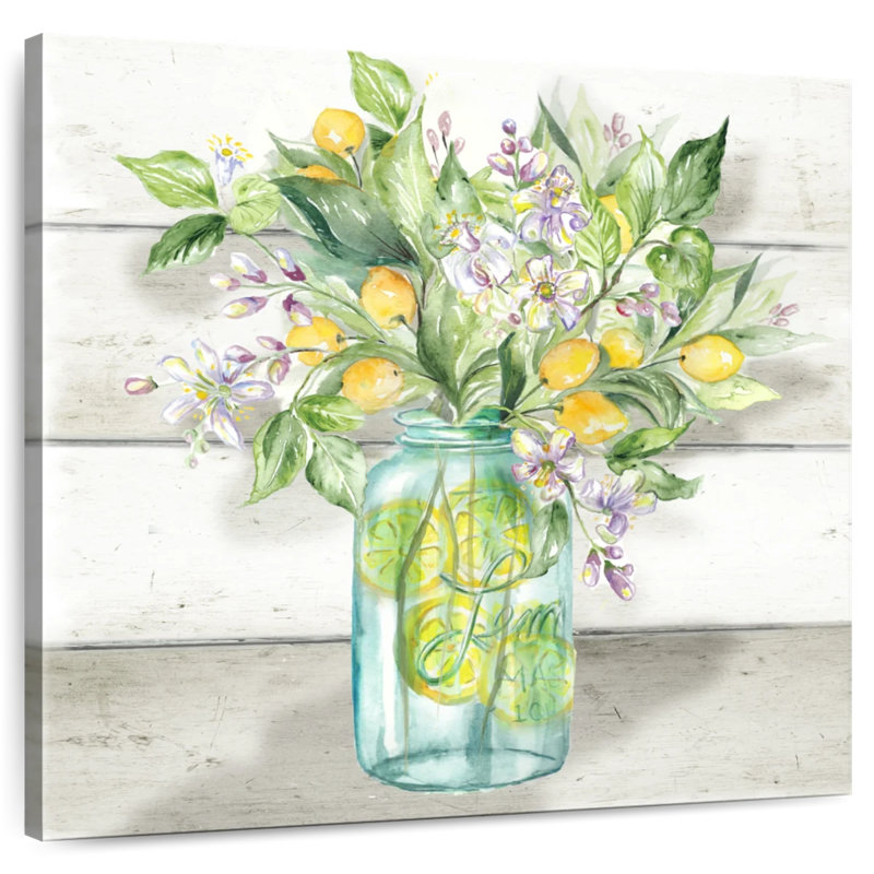 Yarlin, aquarelle, citrons, pot Mason, Shiplap