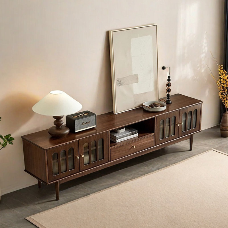 Solid Wood TV Stand Retro Style, 82.67" W