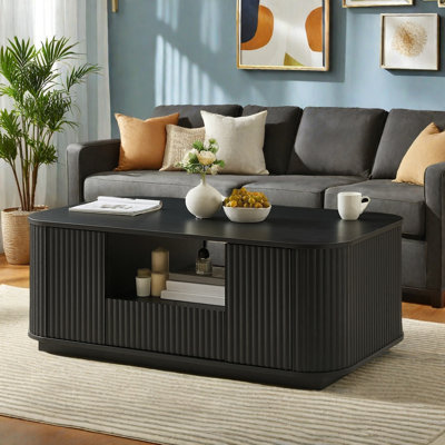 Table basse ovale moderne avec rangement