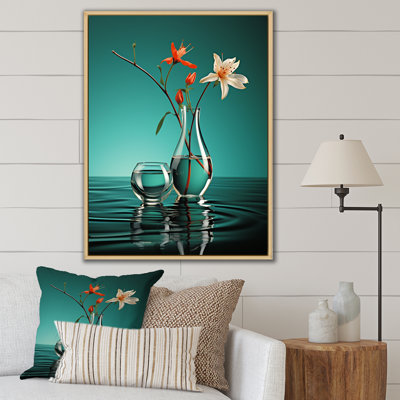 Vase de fleurs turquoise - impression