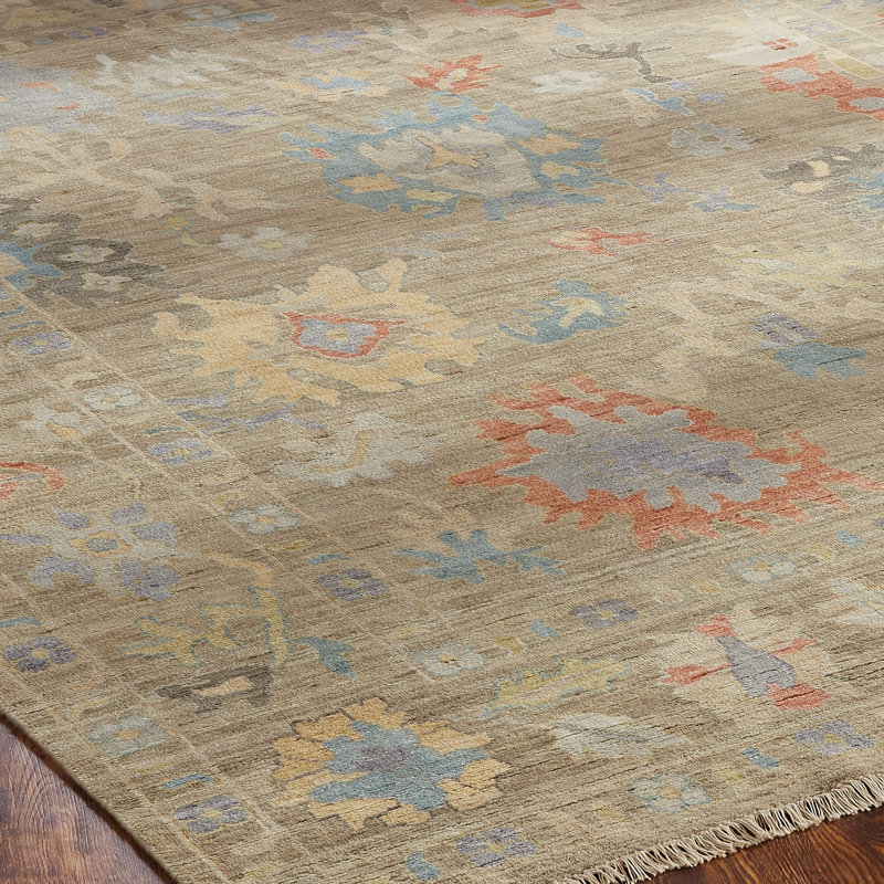Colorburst Oushak Hand Knotted Area Rug in Tan, Rectangle 2' x 3'