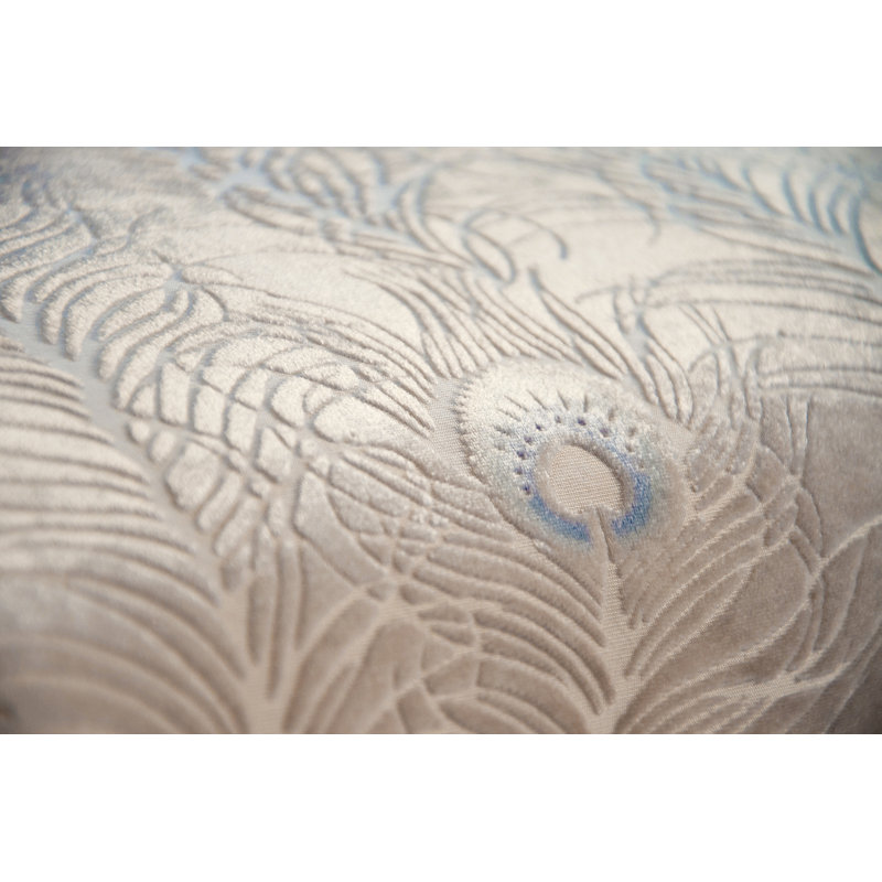 Peacock Feather Square Velvet Pillow Cover & Insert, Square 18", Robin's Egg