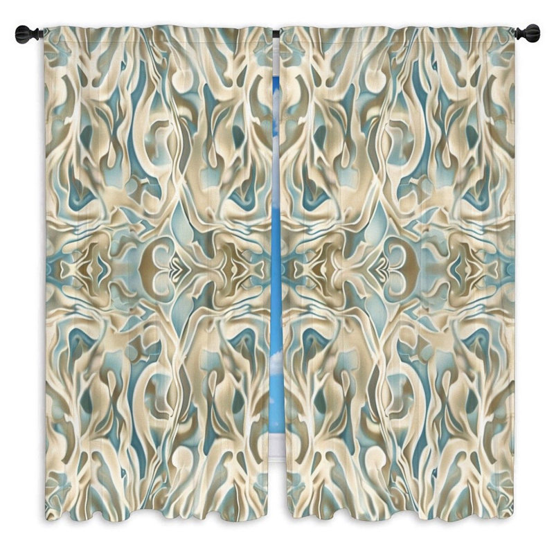 Rideaux de fenêtre à formes fluides Motif ondulé - 2 panneaux, L 40 po x L 82 po