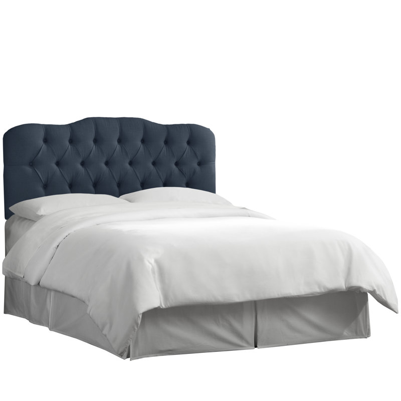 Tête de lit tapissier Rodan, Très grand, Lin bleu marine classique