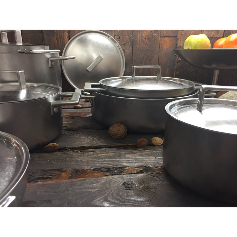 Casserole à 2 mains. avec couvercle en acier inoxydable étain, L 7 po