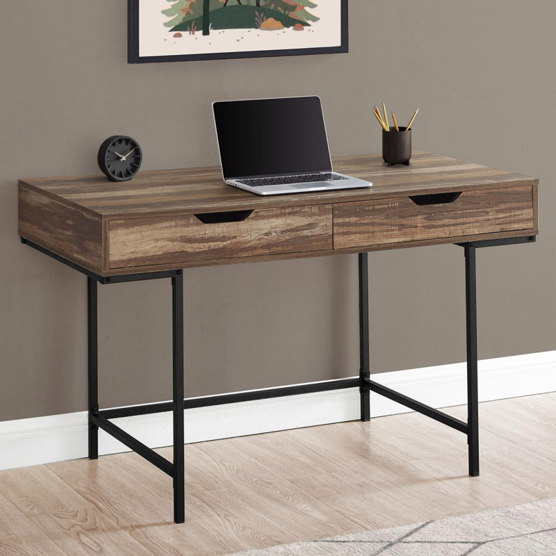 Bureau d'ordinateur moderne et minimaliste, Brun
