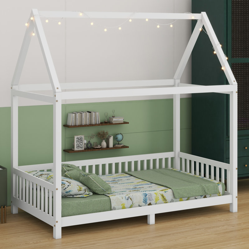 House Bed With Guardrail And LED
