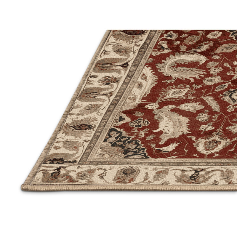Machine Washable Persian Brown Area Rug, Rectangle 6' x 9'