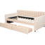 Lit de jour simple beige avec espace pratique et tiroirs de rangement-1468624758