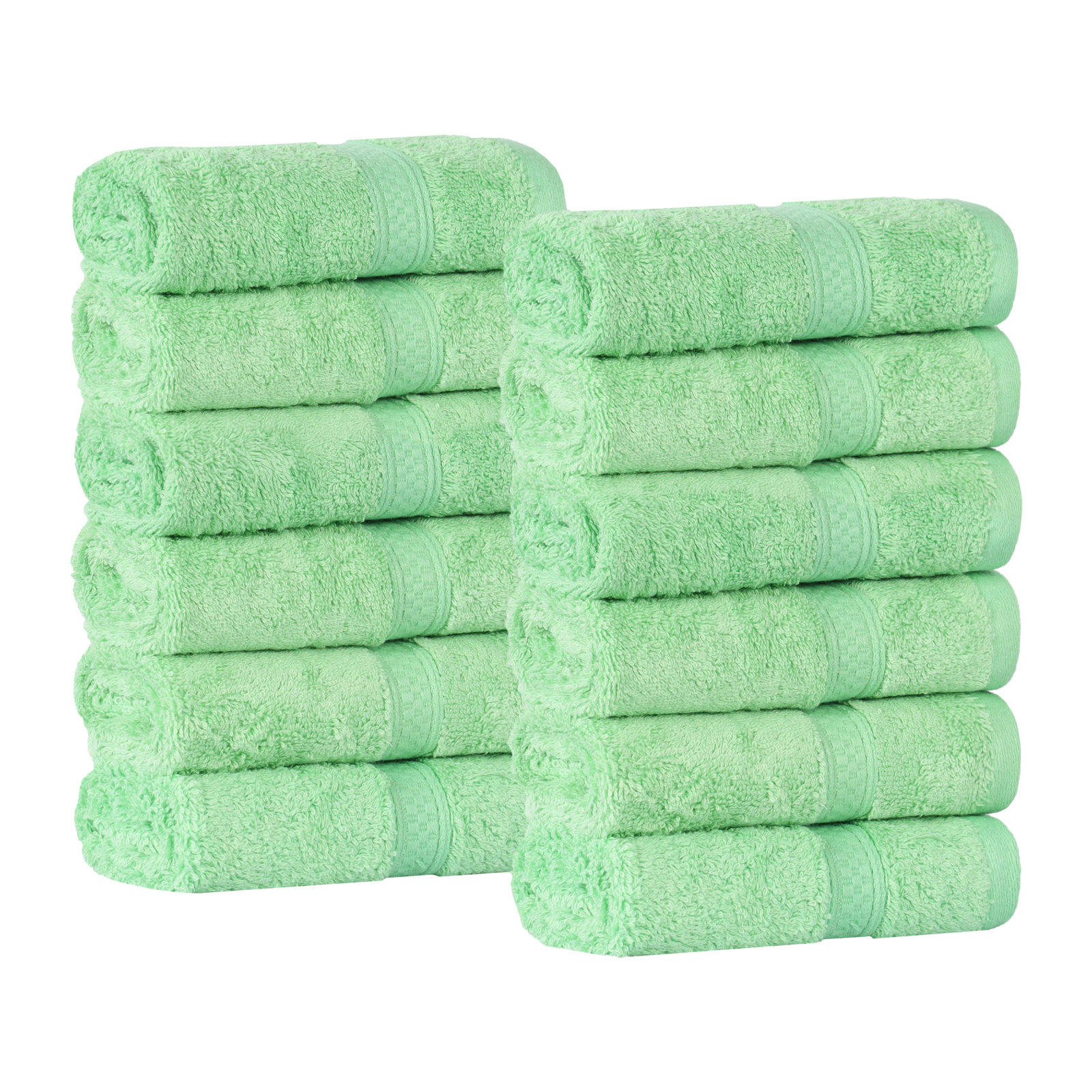 Nolhan 12-Piece Bamboo Cotton Washcloth Set, Spring Green