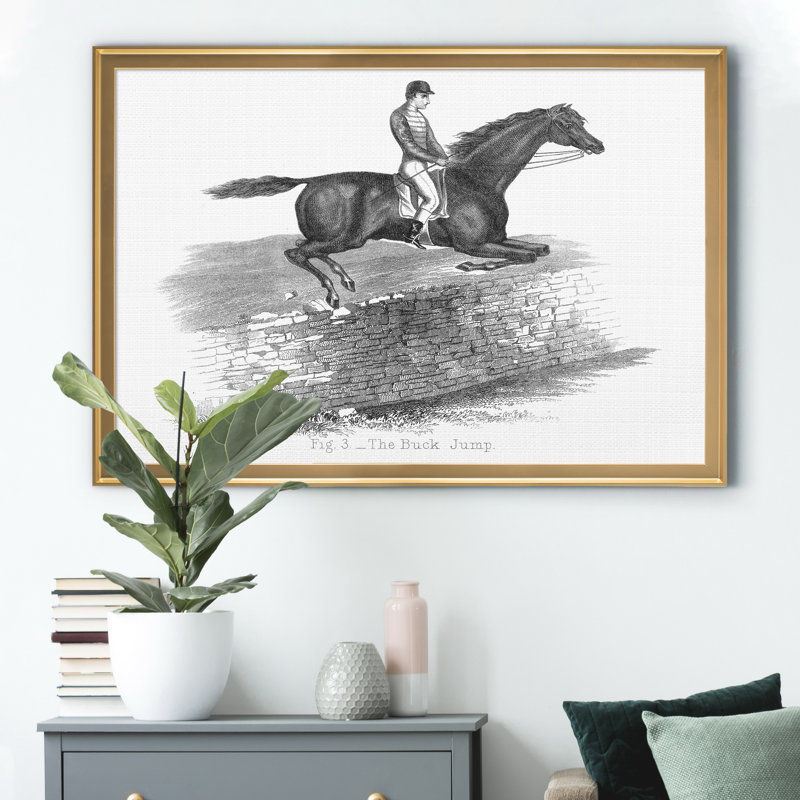 « The Buck Jump »-impression sur toile, Cadre doré, H 18,5 po x l 24,5 po x P 1,5 po
