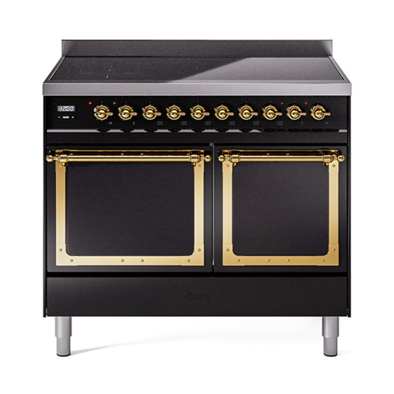 ILVE Nostalgie II Noblesse 40 in Induction Range, Glossy Black/Brass
