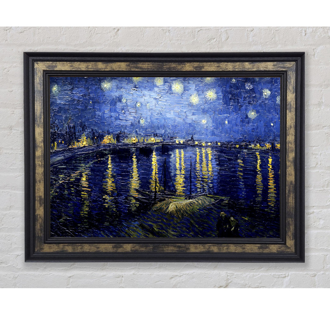 Gerahmtes Leinwandbild Starry Night Over The Rhone von Van Gogh in Blau