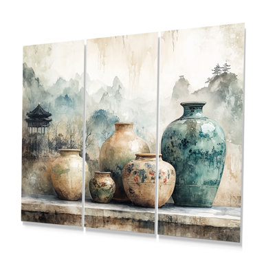 Ensemble de décorations murales poterie bleue et orange