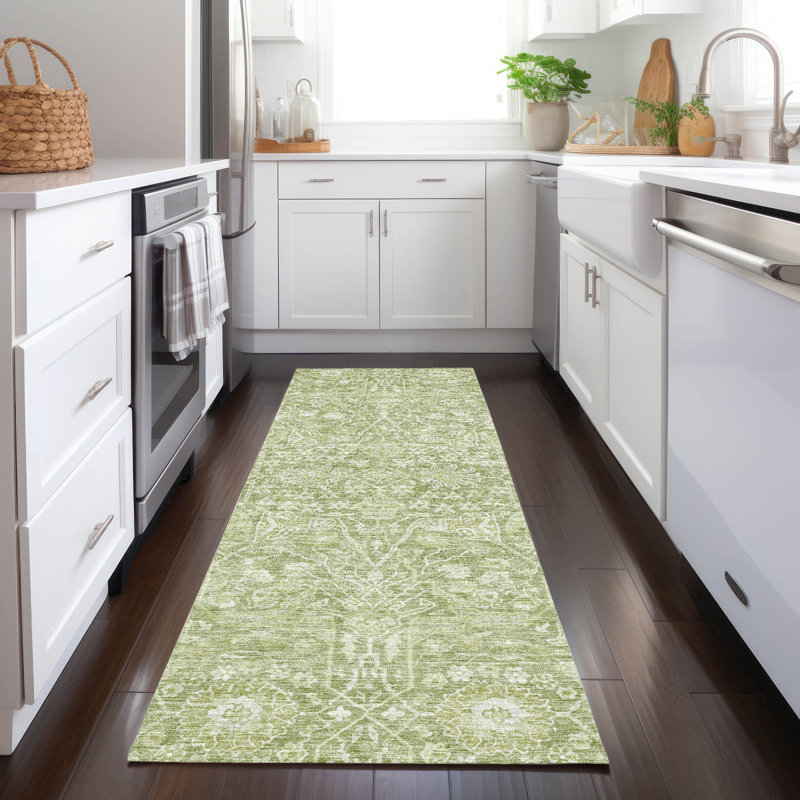Tapis intérieur / extérieur vert Mila , 2'3" x 7'6"