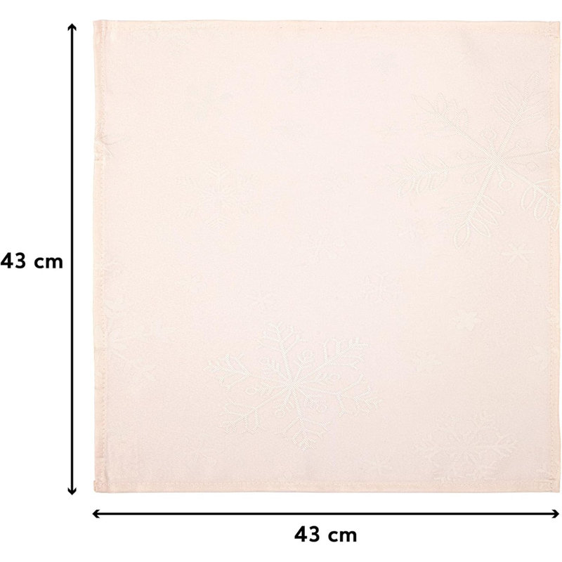 Alonta Polyester Blizzard Snowflake Square Napkin, Cream