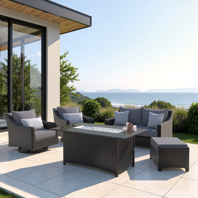 Fionnula 4 - Person Patio Conversation Set with Cushions, Charcoal Grey Sunbrella®