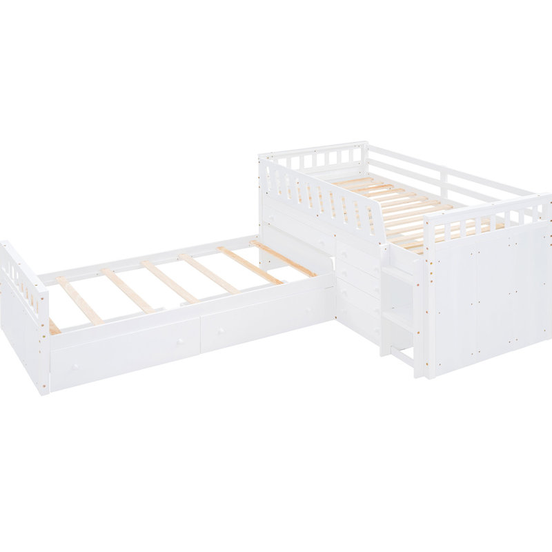 White Twin Loft & Platform Bed With 7 Efficient Space Utilization Drawers And - To Wear