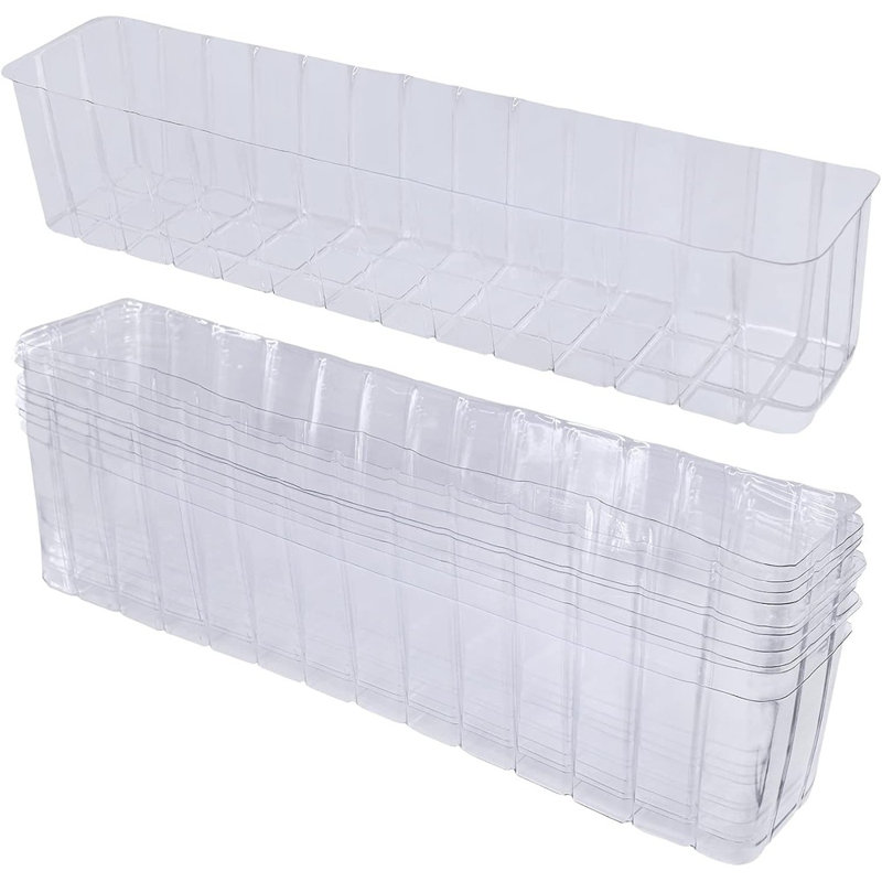 10 pièces de pots à fleurs en plastique rectangulaires transparents