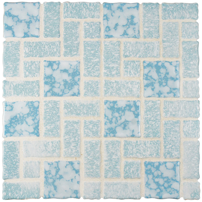 Academy Random Sized Straight Edge Porcelain Versailles Mosaic Wall & Floor Tile, Blue