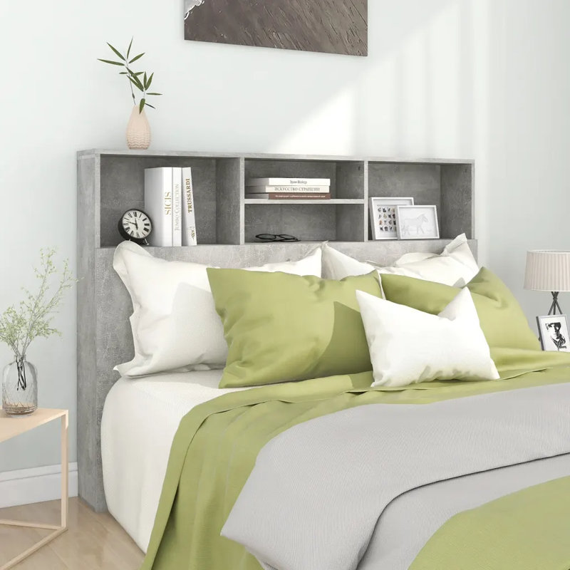 Melby Headboard Cabinet, Double (4'6), Concrete Grey