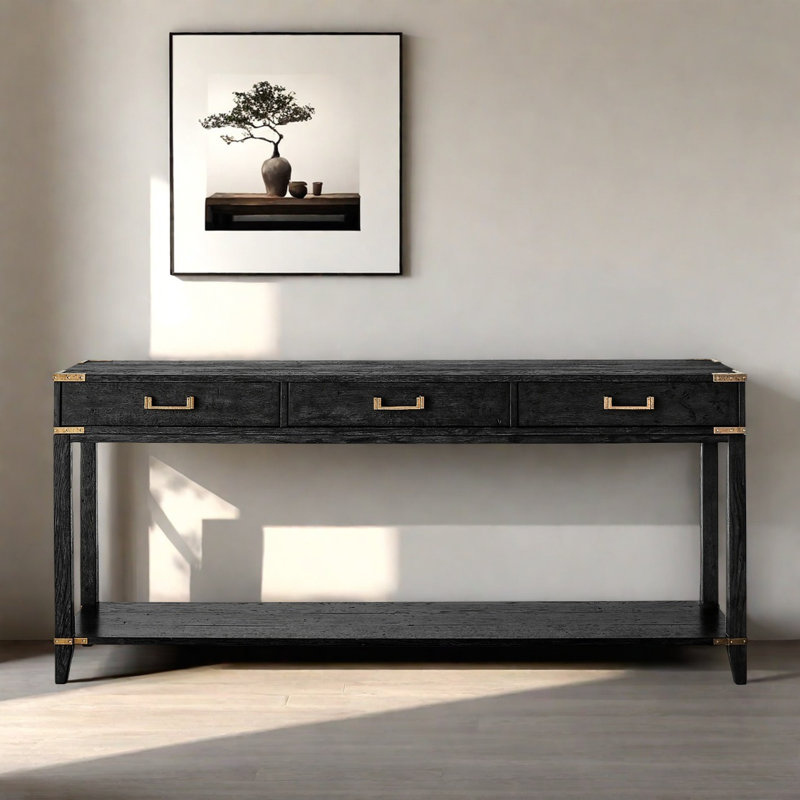 Rural Retro Multifunctional Console Table, 31.5" H x 70.87" W x 11.81" D, Black