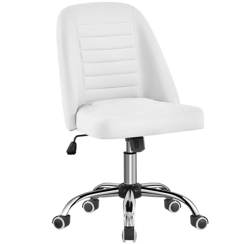 Lytisha Adjustable Height Task Chair, White Faux Leather