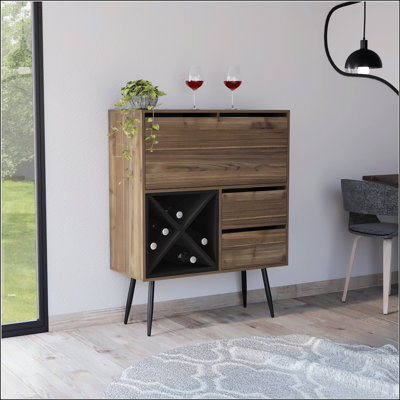 4-Bottle 2-Drawer Bar Cabinet