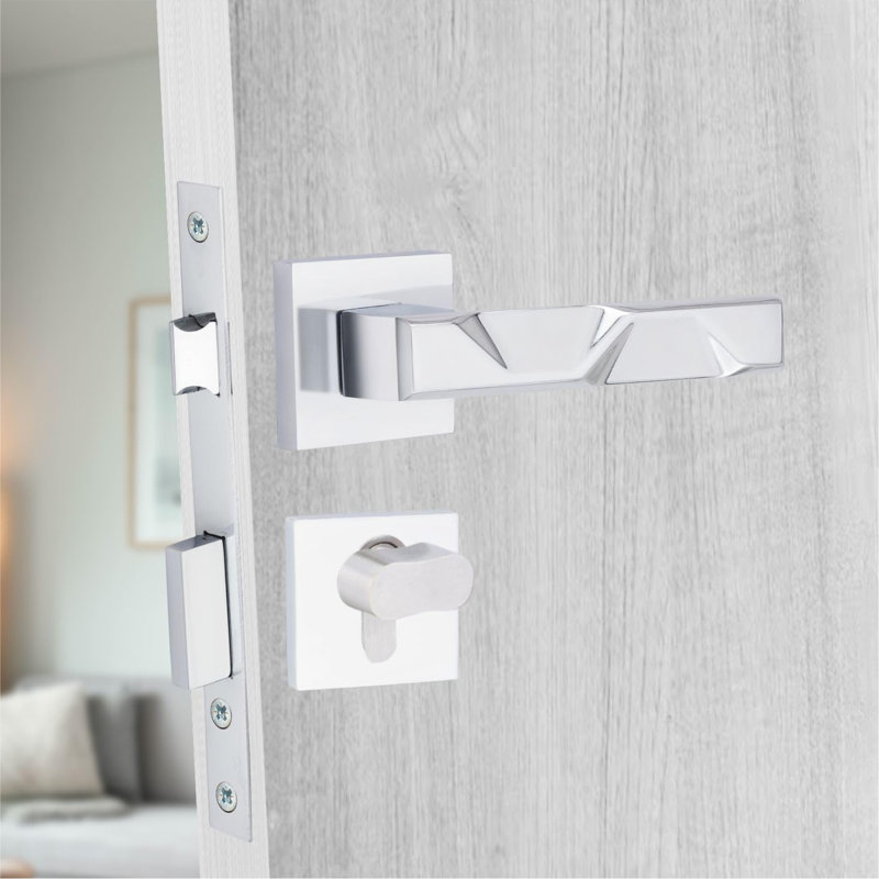  Modern Nova Euro Lock Door Handles in Polished Chrome Finish with 70mm Key and Thumbturn Barrell