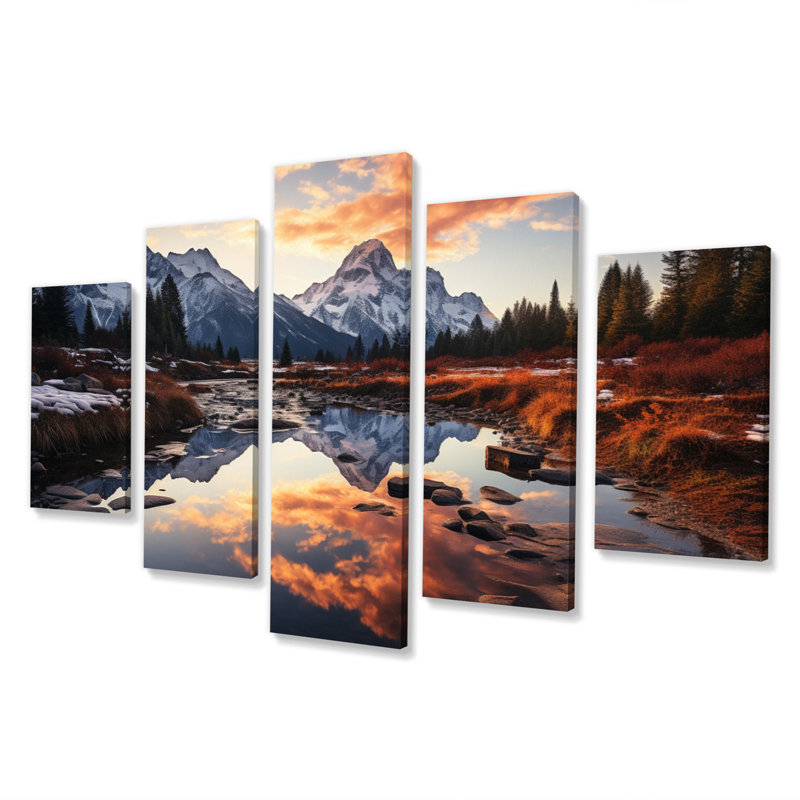 Majestic Riverbanks I - Lacs et rivières, reproduction sur toile - 5 panneaux
