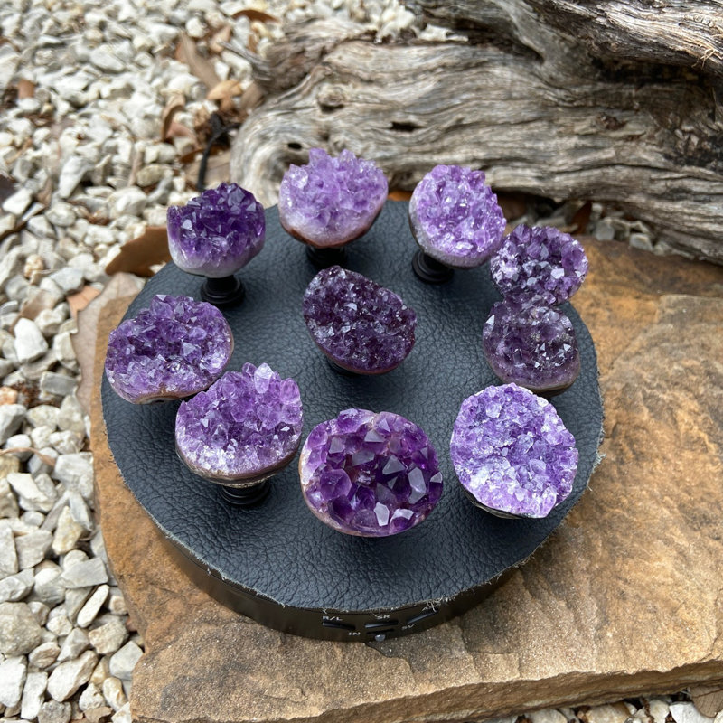 2" Amethyst Novelty Knob, Black/Purple