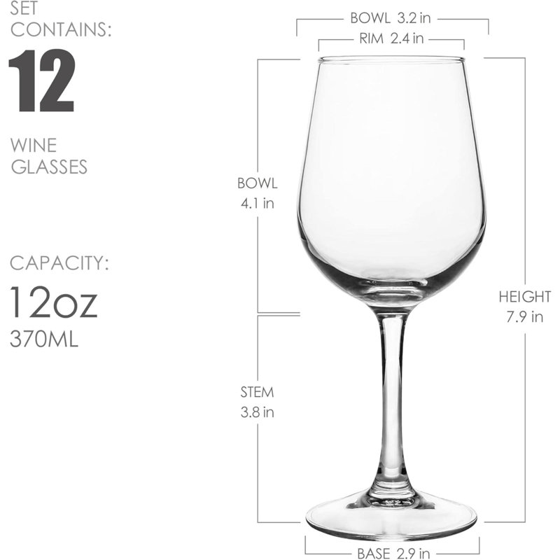 Verres à vin entièrement trempés, ensemble de verres à vin résistant aux chocs pour le vin rouge ou blanc, verres à pied lavables au lave-vaisselle pour les restaurants, les bars et la maison