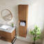 Armoire murale de 59 po de hauteur pour salle de bain, armoire de rangement étroite avec portes et tablettes, convient aux petits espaces, couleur grain de bois chêne brun