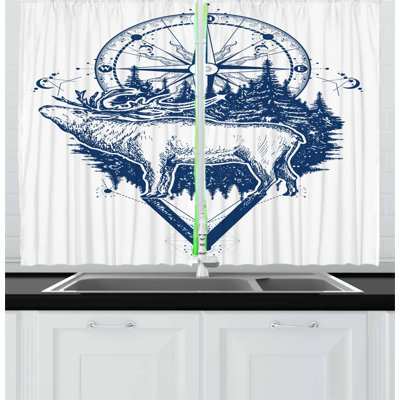 Geometric Pointed Kitchen Curtain