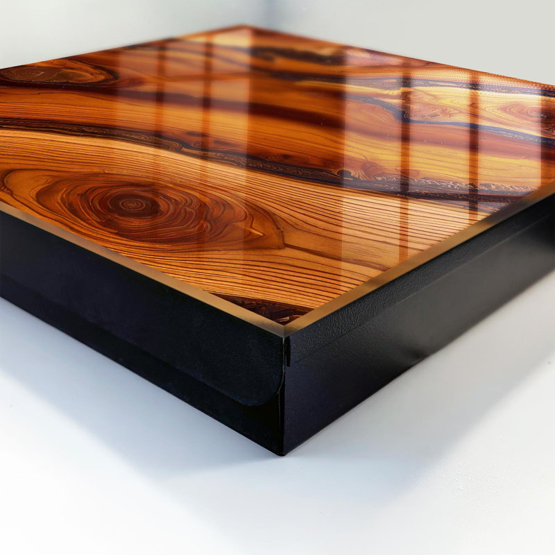 Key storage box, Opens to the left, 30x30x5, Black, Organic waves of wood delight with their harmony, 
