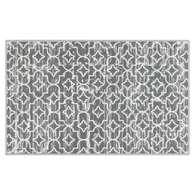 Machine Washable Non-Slip Kitchen Mat, Light Gray