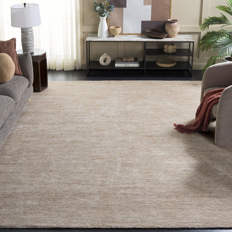 Tapis d'intérieur en coton de couleur unie touffeté à la main Soho, Rectangulaire 8 pi x 10 pi