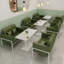 Modern Simple Restaurant Cafe Green Benches Faux Leather Upholstered Bench