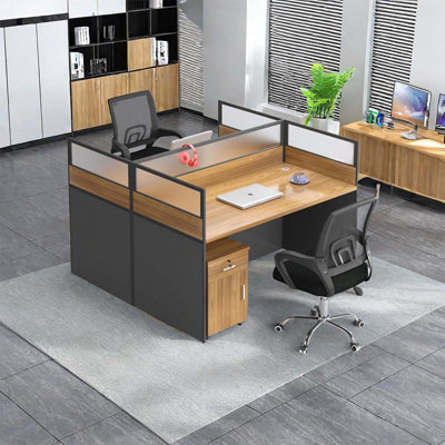Mitsue Rectangle 2 Person Cubicle with Cable Management