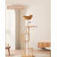 Arbre à chat minimaliste en bois avec poteaux en sisal et nid en rotin pour usage domestique