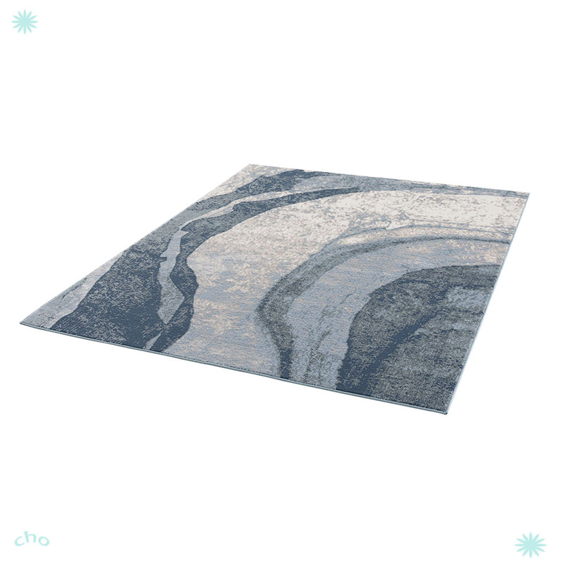 Tapis abstrait à vagues abstraites, Rectangle 7 pi 11 po x 10 pi