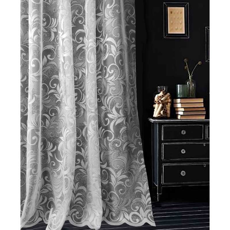 Wooten Lace Semi Sheer Curtain Single Panel, 200cm Width x 114cm Drop