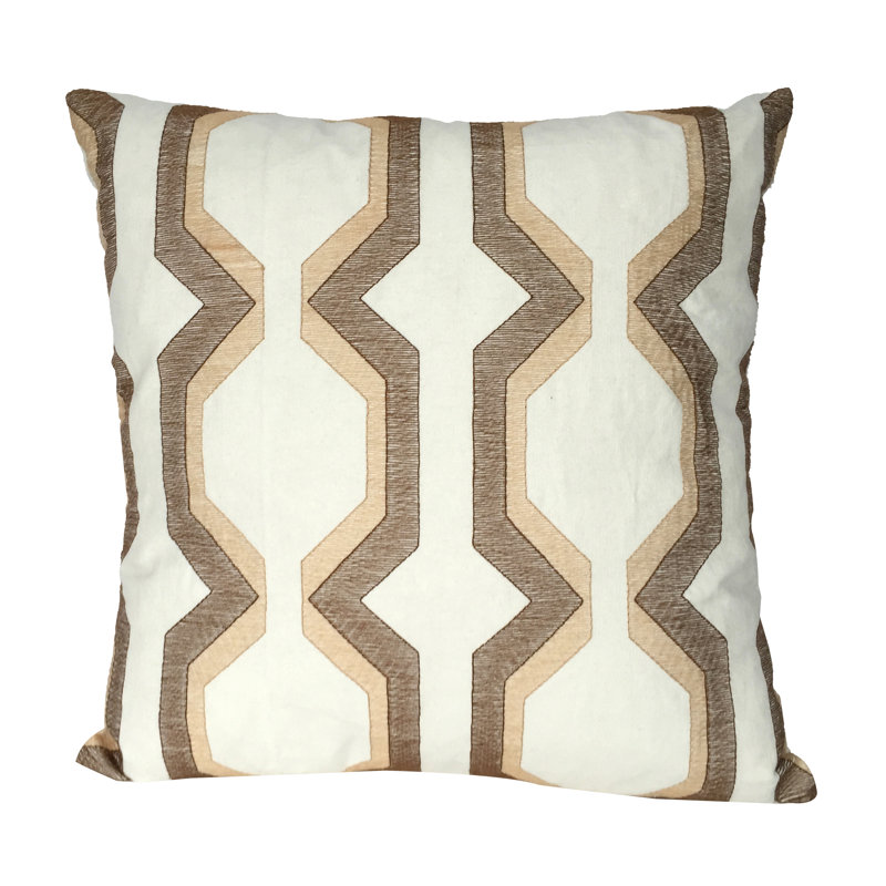 Coussin décoratif en coton, Blanc / Brun